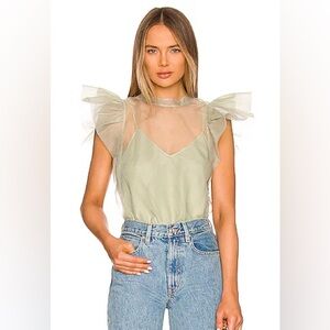 JONATHAN SIMKHAI Corina Ruffled Organza Top Small
